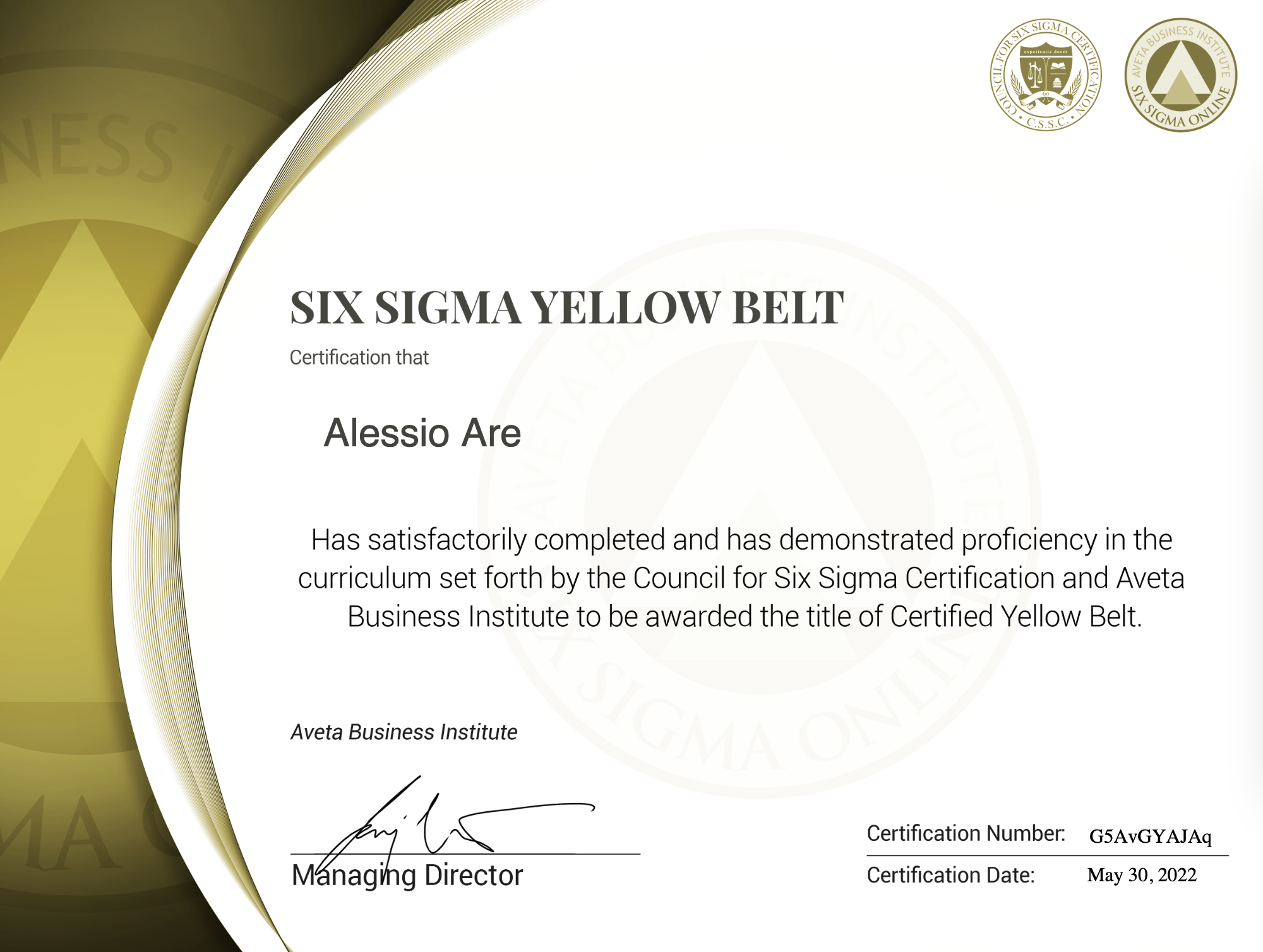 Six Sigma Yellow Belt